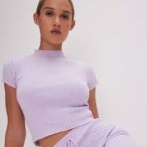 American Eagle Outfitters Soft & Sexy Lilac Mock-neck Tee